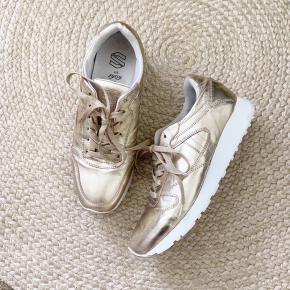 Sacha 1909 | Shoes | Sacha Est 99 Gold Leather Sneakers | Poshmark